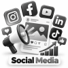 Grayscale Social Media Marketing Icon Scene